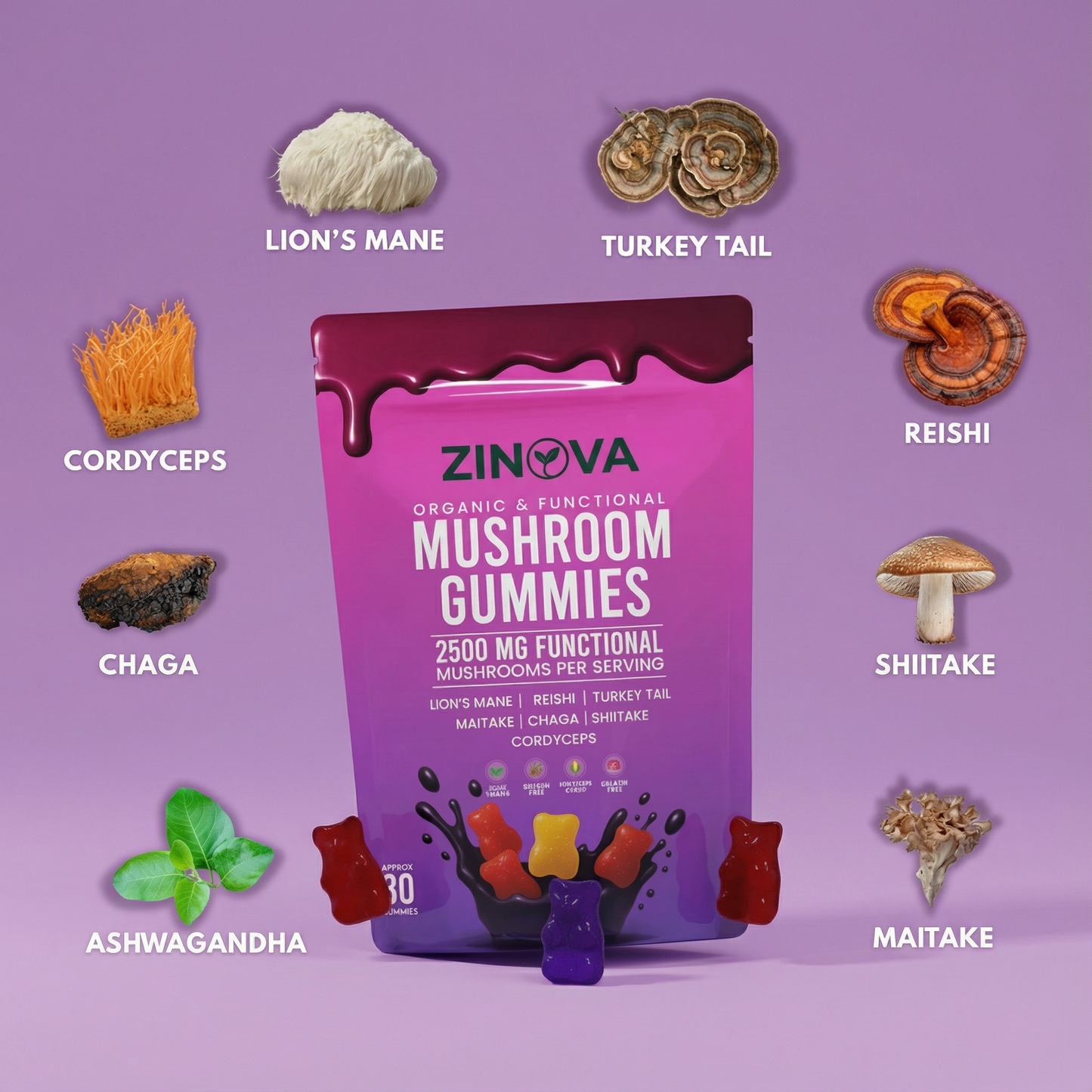 Mushroom Gummies For Focus, Calm & Daily Balance