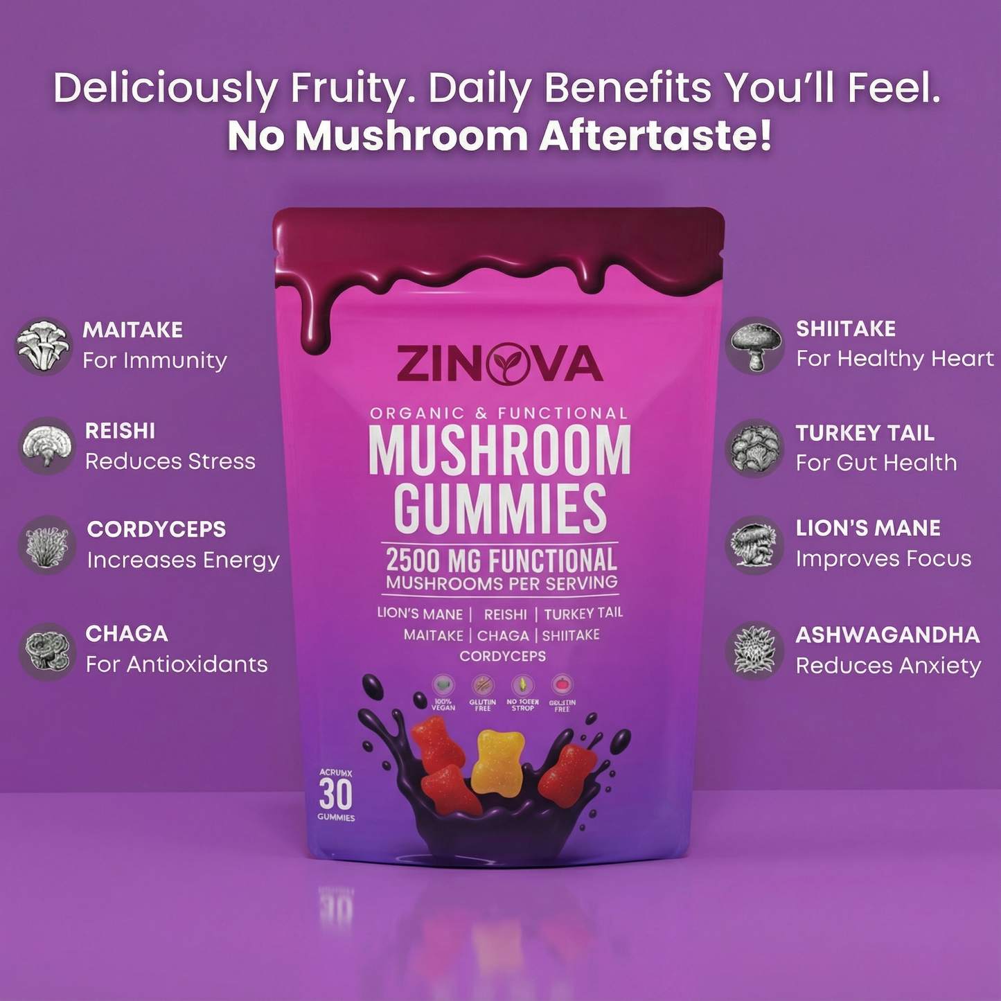 Mushroom Gummies For Focus, Calm & Daily Balance